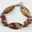 7,5  poucesperle marron et braclelet shell avec fermoir