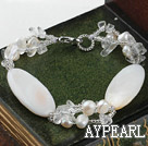 7.5 inches white pearl and shell braclelet 7,5 дюйма белого жемчуга и оболочки braclelet