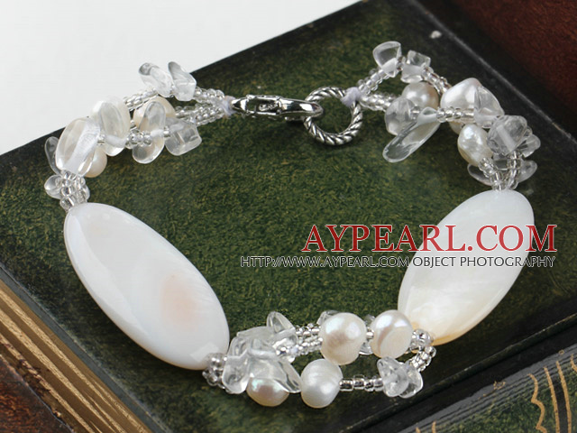 7.5 inches white  pearl and shell braclelet