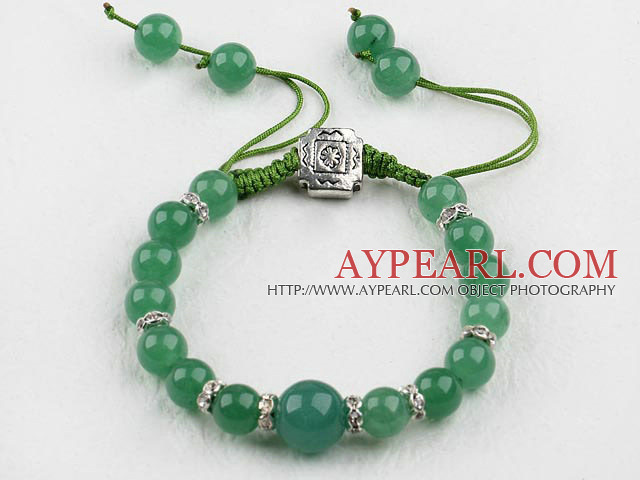aventurine ball beaded bracelet with adjustable chain