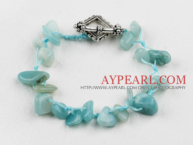 Fashion Multi Amazon Stone Threaded Bracelet With Rhombus Toggle Clasp