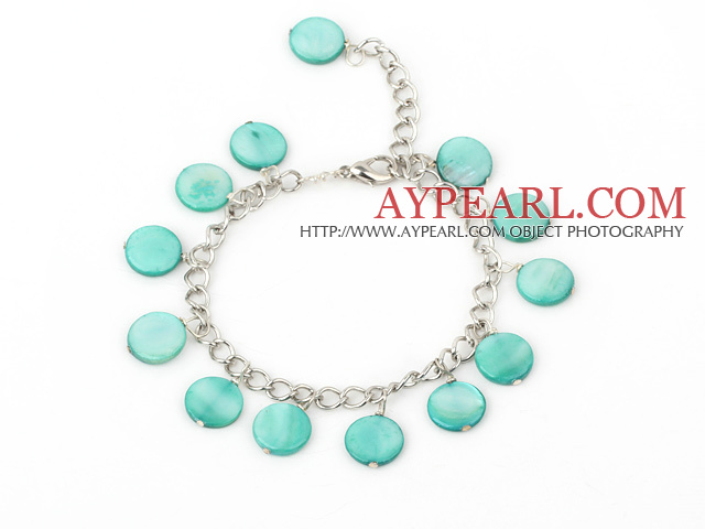 11mm green round shell bracelet with extendable chain