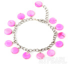 11mm pink round shell bracelet with extendable chain