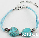 bracelet turquoise en forme de coeur avec chaîne extensible