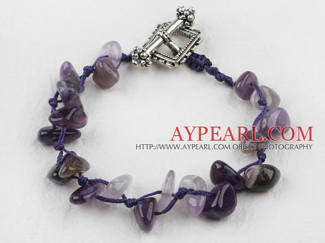 7.5 inches amethyst chips bracelet with toggle clasp