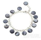 11mm black round shell bracelet with extendable chain