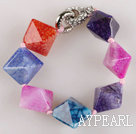 multi couleur 7,5 pouces couleur morceaux de bonbons style rutile bracelet agate