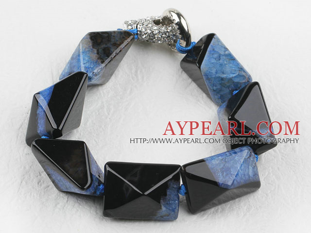 7,5 Zoll klobig Stil schwarz und blau rutilated Achat Armband