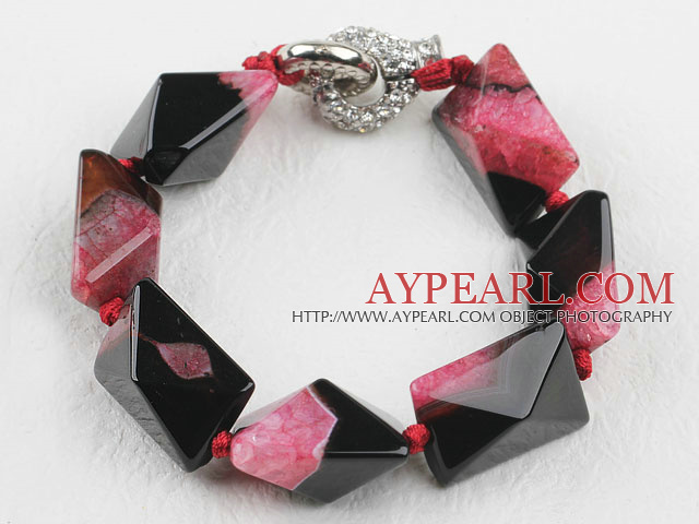 7.5 inches chunky stil rosa rødt rutilated agat armbånd