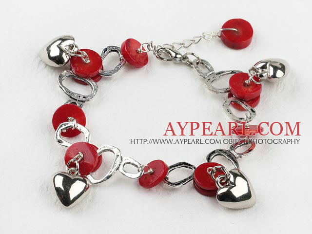 nouveau style de bracelet de corail rouge avec chaîne en métal extensible