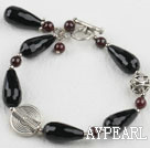 7.5 inches drop shape black agate bracelet