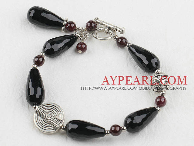 7.5 inches drop shape black agate bracelet