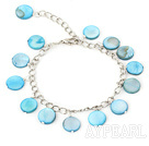 11mm blue round shell bracelet with extendable chain