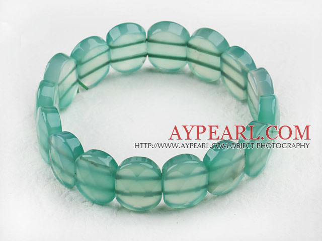 faceted 12*16 green agate stretchy bangle bracelet