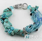 7,5  poucesperles de verre cristal et bracelet turquoise