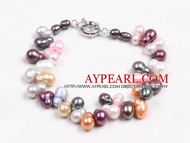 Fashion Multi Color Natural makeanveden cucurbit Shape Pearl rannerengas kanssa Moonlight Risti