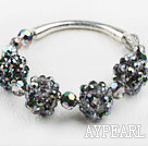 Gorgeous Faceted Round Shinning Crystal Ball And Tube Charm Bangle Bracelet