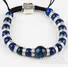 blaue Achat Perlen Armband mit verstellbaren Kette