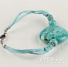 7.5 inches heart shape turquoise bracelet with extendable chain