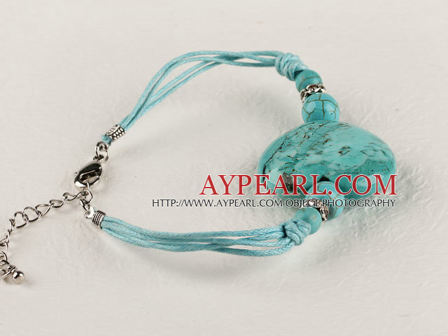 7,5 pouces coeur forme bracelet turquoise avec la chaîne extensible