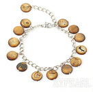 11mm brown round shell bracelet with extendable chain