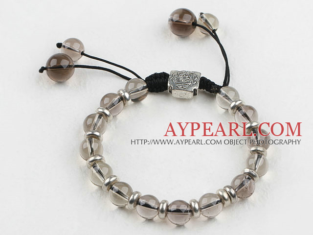 8-10mm natural smoky quartze bracelet with extendable chain