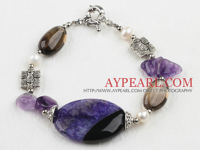 7,5 pouces à cristaux bracelet agate avec fermoir clair de lune