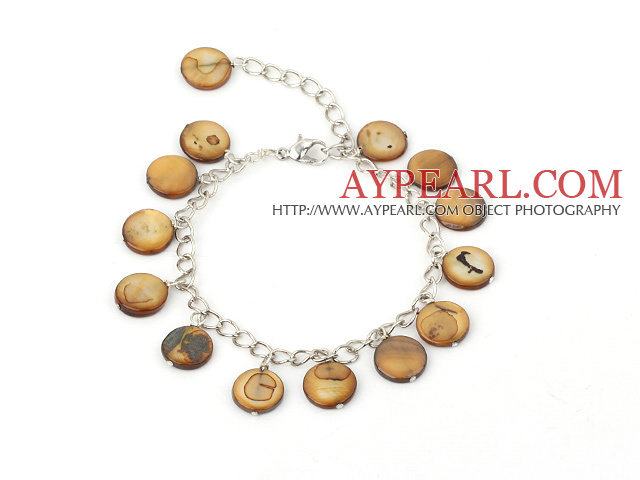 11mm brown round shell bracelet with extendable chain