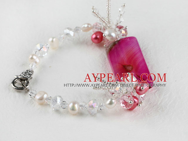 7.5 inches pearl and crystal bracelet with lobster clasp