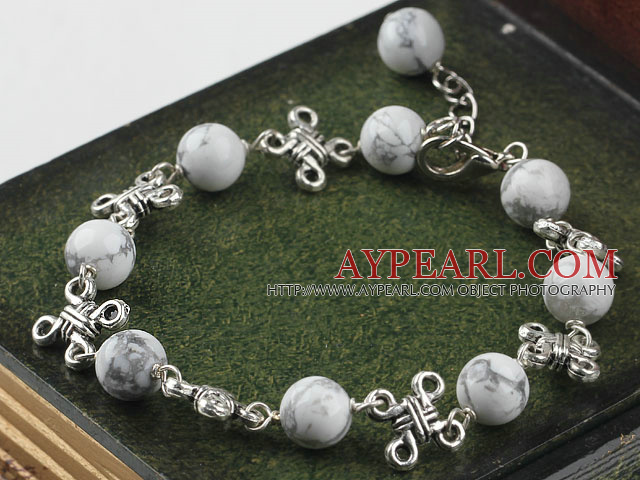 8m white turquoise ball beaded bracelet with extendable chain