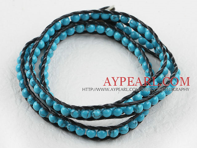 27,6 pouces enveloppées bleu turquoise bracelet en cuir