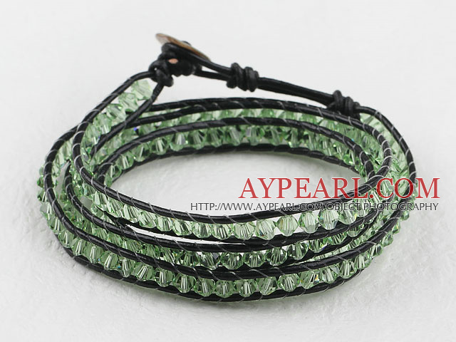 23.6  inches manmade crystal wrapped leather bracelet