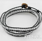 23.6 inches manmade clear crystal wrapped leather bracelet 23,6 дюймов искусственного прозрачного хрусталя обернутый кожаный браслет