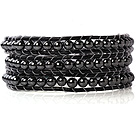 23.6 inches tungsten steel stone wrapped leather bracelet 23,6 дюймов вольфрама сталь камень, завернутый кожаный браслет