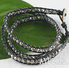 23.6 inches manmade crystal wrapped leather bracelet