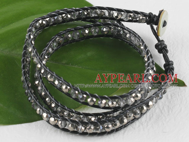 23.6 inches manmade crystal wrapped leather bracelet