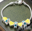 Wholesale Fashion Style Yellow Color Heart Shape Accesories with Rhinestone Charm Bracelet
