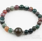 Simple Design Indian Agate Elastic Bangle Bracelet