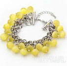 Yellow Color 10mm Round Cats Eye Bracelet with Metal Chain