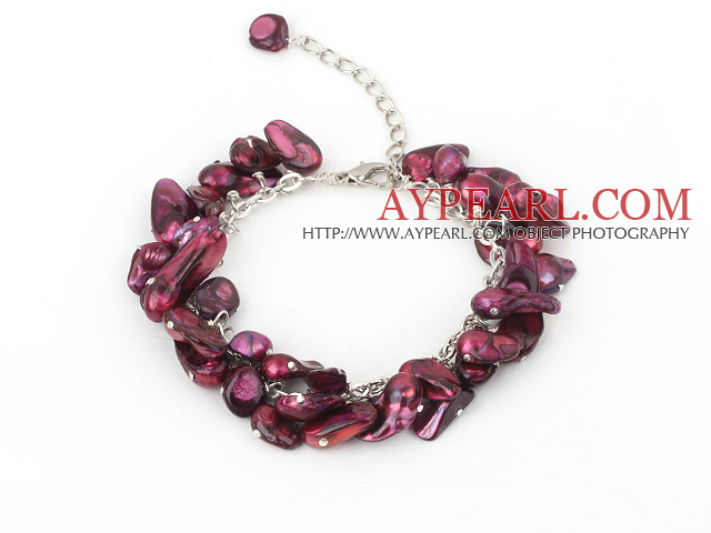 dyed purple pearl bracelet  with extendable chain