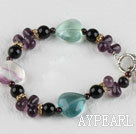 single strand assorted rainbow fluorite bracelet with toggle clasp