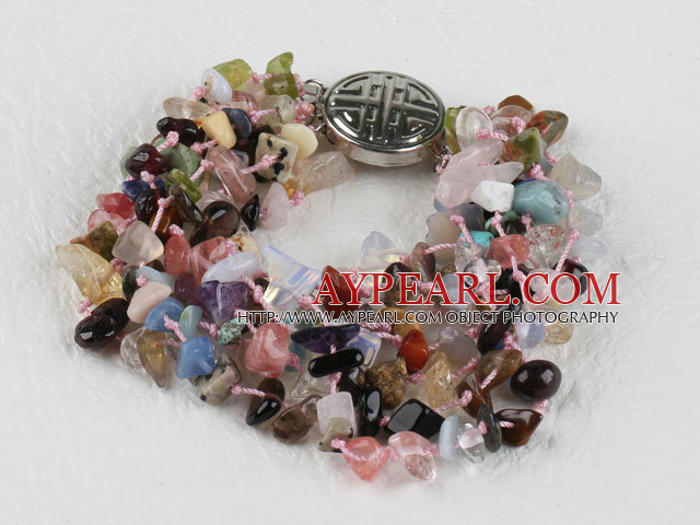 multi strand multi color assorted stone bracelet