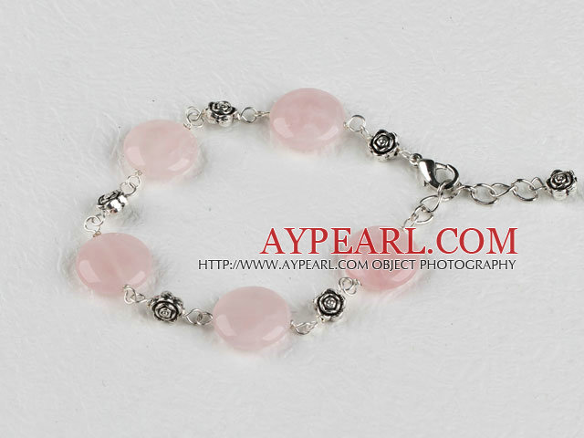 rond et plat rose bracelet à quartz avec la chaîne réglable