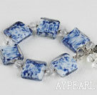 Wholesale blue and white crystal and colored glaze bracelet