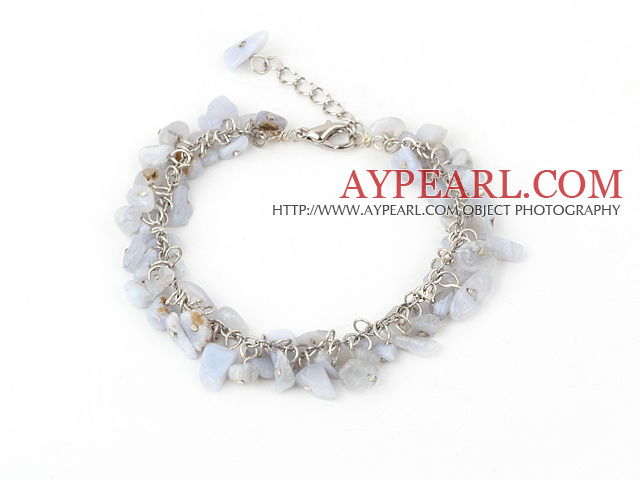 6-8mm blue jasper chips bracelet with extendable chain