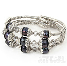 7 pouces 8-9mm bracelet perle noire