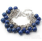 Dark Blue Series 10mm ronde Lapis Bracelet avec chaîne en métal