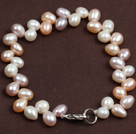 Classic Design Ear Of Wheat Shape Natural Freshwater Pearl Bracelet With Lobster Clasp