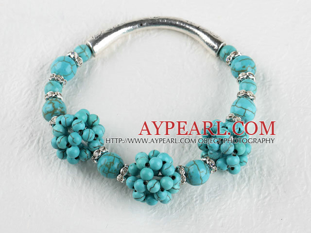 7.9 inches blue turquoise stone bangle bracelet