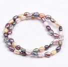 Elegant Double Layer Natural Multi Color Freshwater Baroque Pearl Bracelet